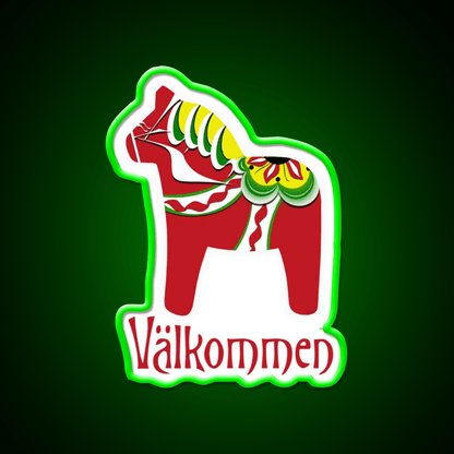 Dala Horse Valkommen Welcome Led Neon Sign Open Sign Rgb Color - Shineneon