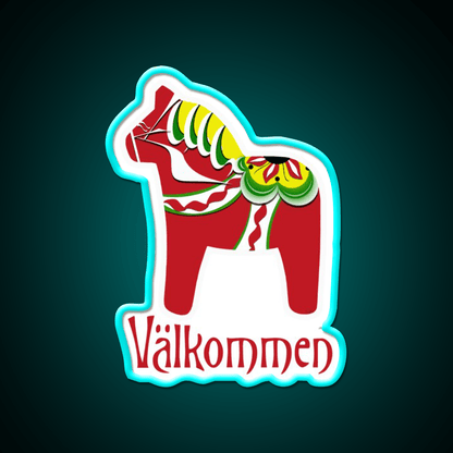 Dala Horse Valkommen Welcome Led Neon Sign Open Sign Rgb Color - Shineneon