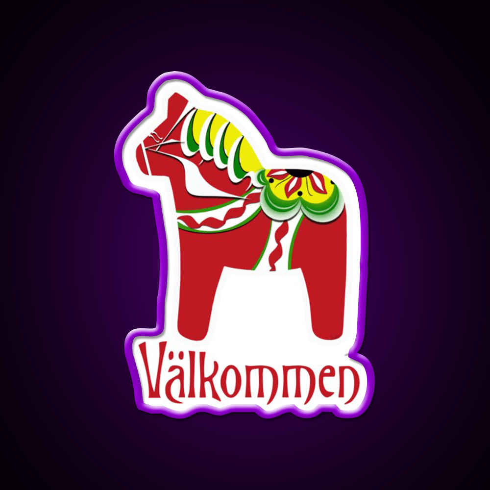 Dala Horse Valkommen Welcome Led Neon Sign Open Sign Rgb Color - Shineneon