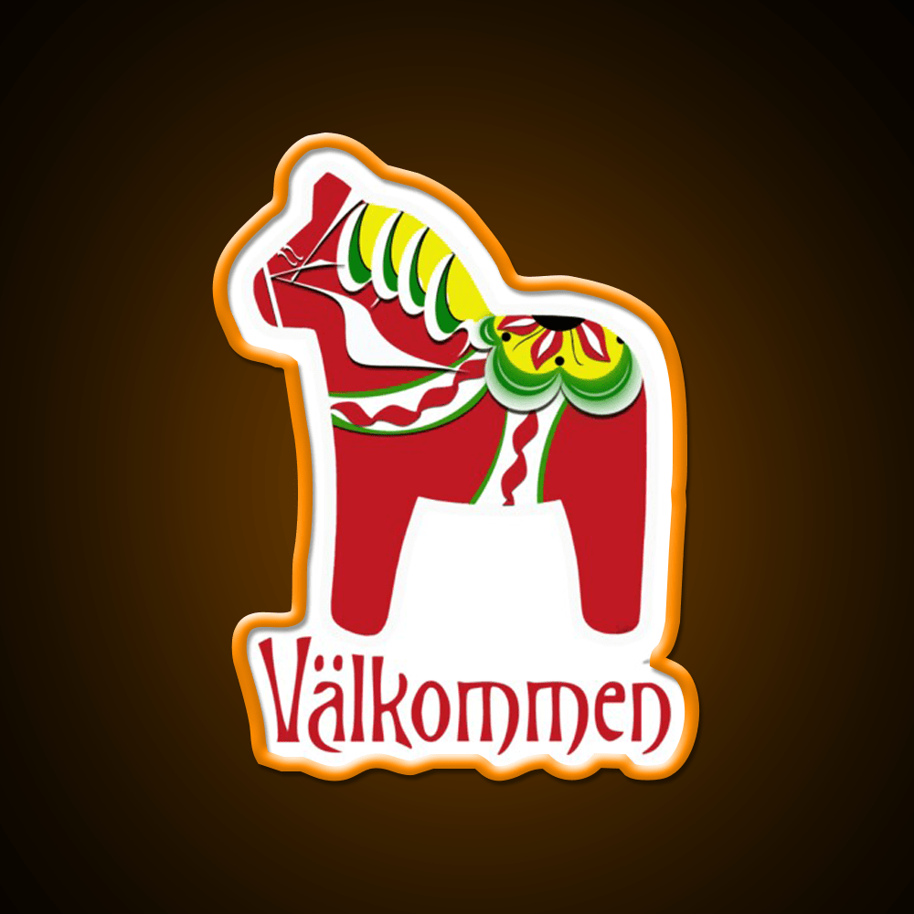Dala Horse Valkommen Welcome Led Neon Sign Open Sign Rgb Color - Shineneon