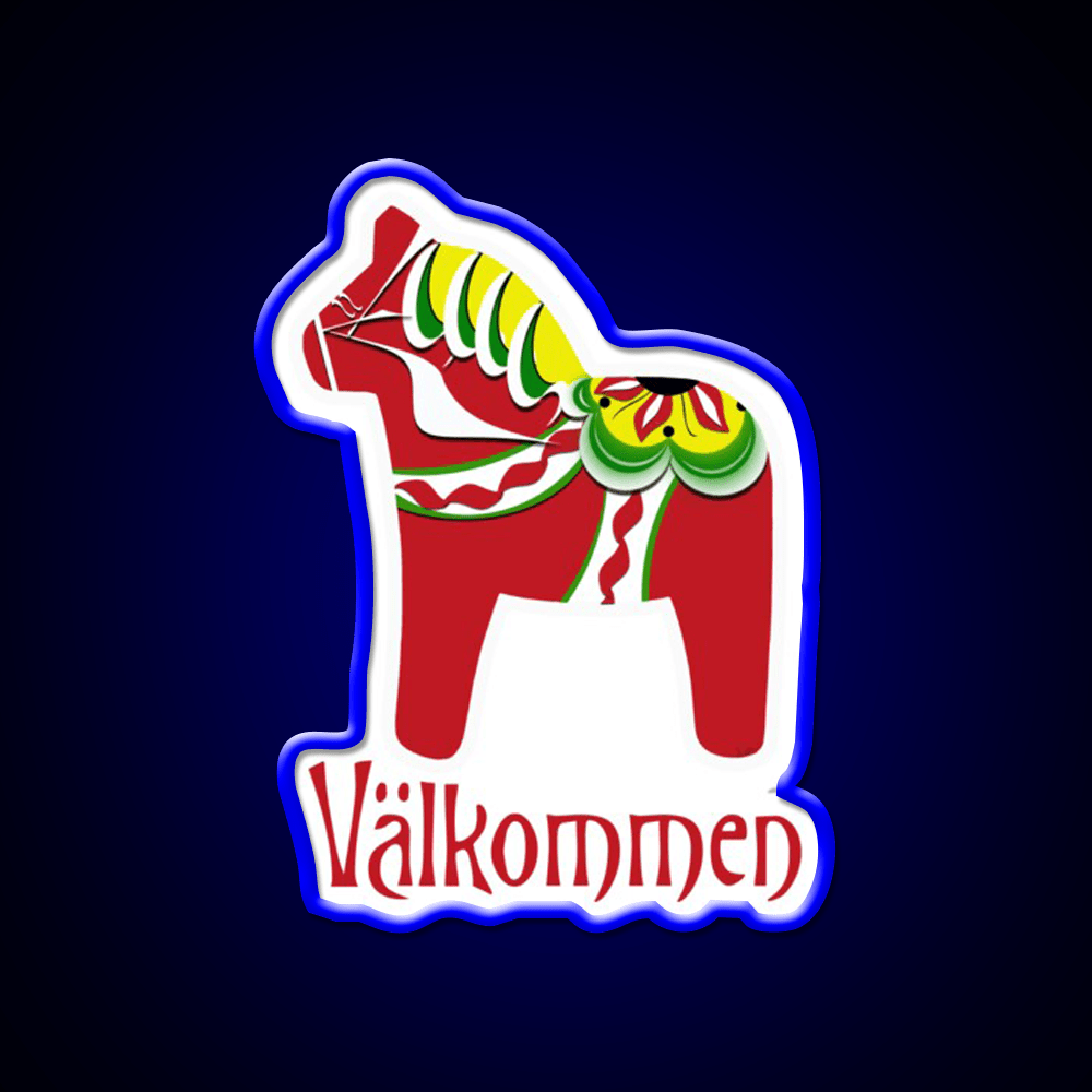 Dala Horse Valkommen Welcome Led Neon Sign Open Sign Rgb Color - Shineneon