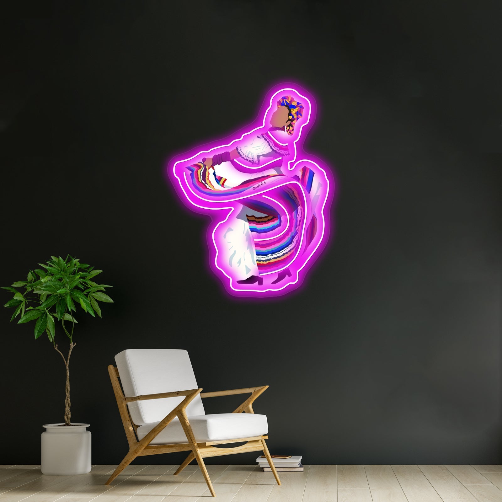 Dancer Lady With Unique Dress Artwork Custom Neon Signs - Shineneon
