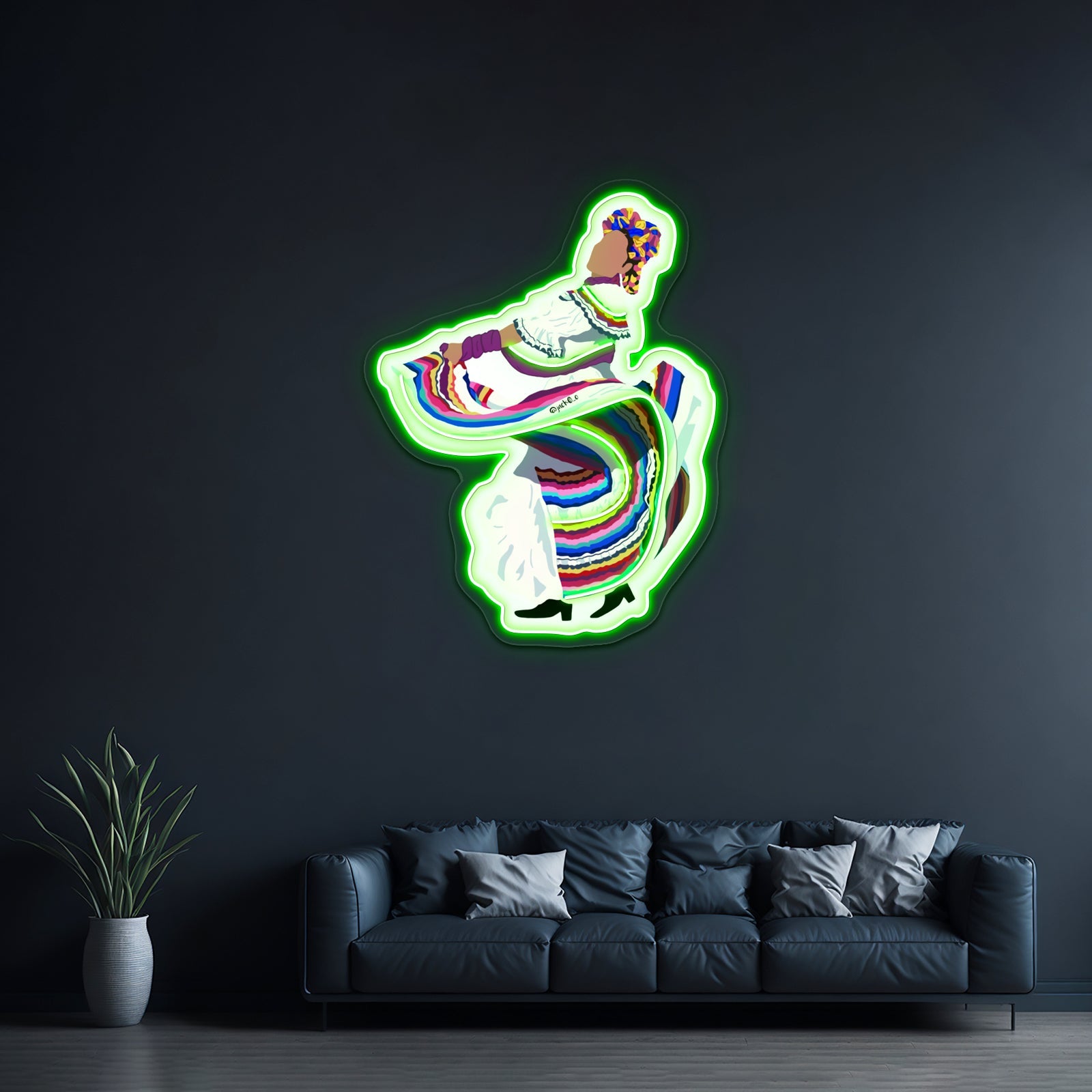 Dancer Lady With Unique Dress Artwork Custom Neon Signs - Shineneon