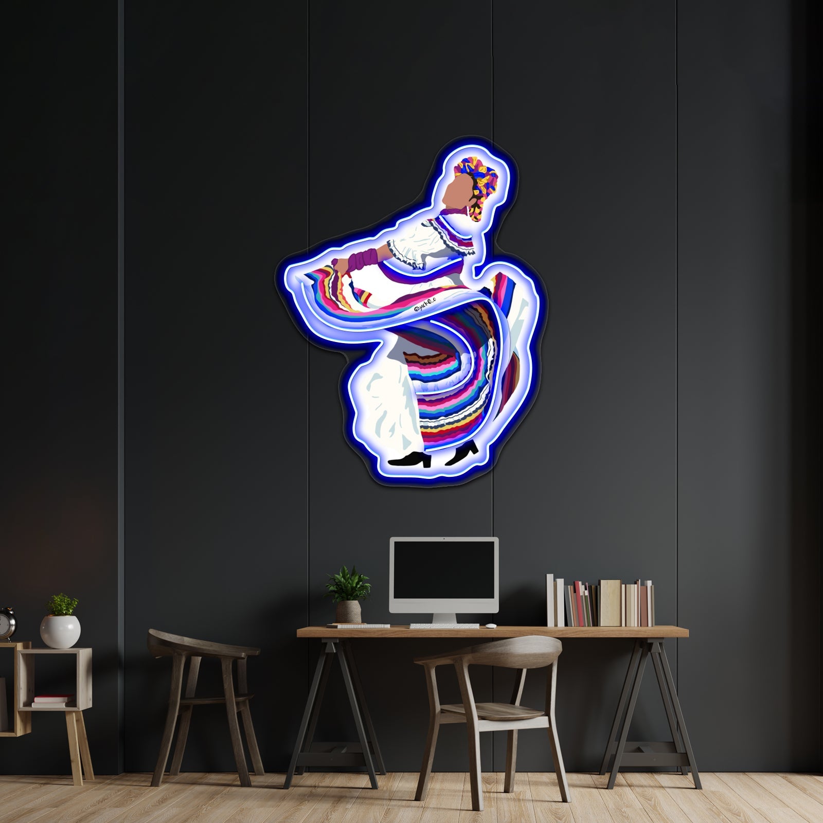 Dancer Lady With Unique Dress Artwork Custom Neon Signs - Shineneon