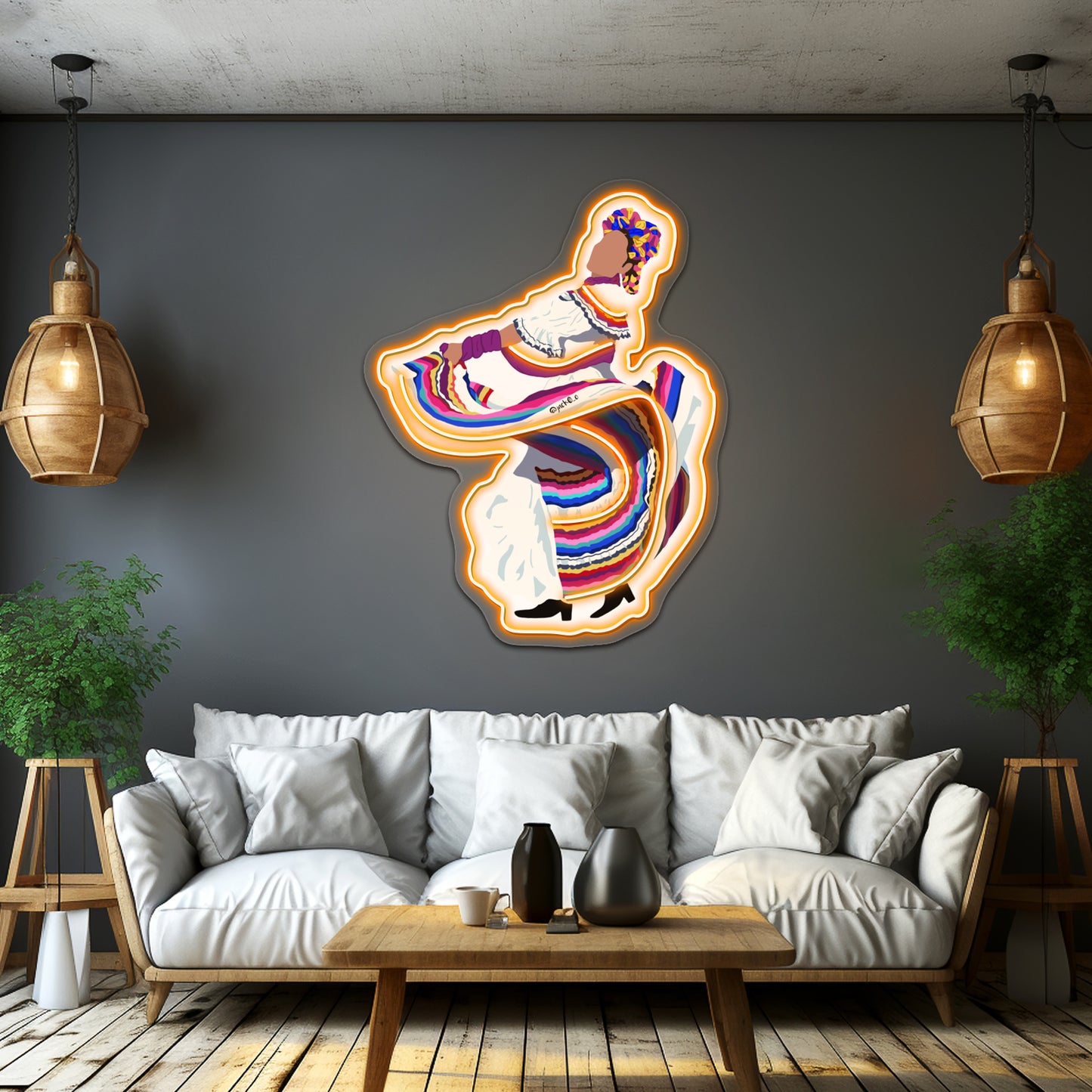 Dancer Lady With Unique Dress Artwork Custom Neon Signs