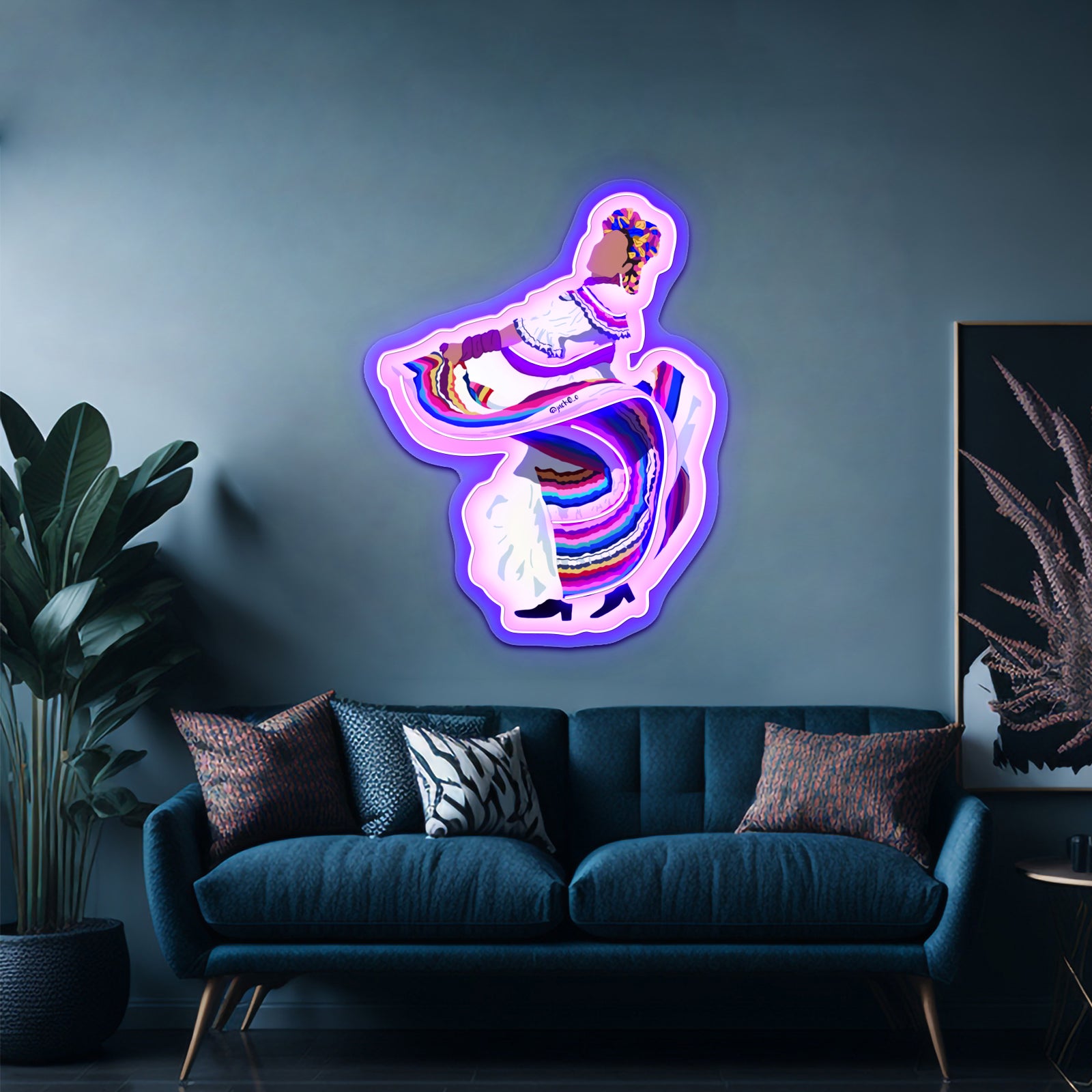 Dancer Lady With Unique Dress Artwork Custom Neon Signs
