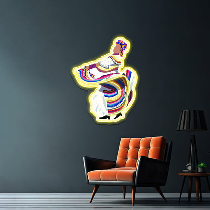 Dancer Lady With Unique Dress Artwork Custom Neon Signs