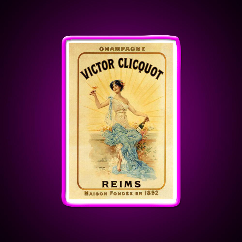 Dancer Victor Clicquot Poster Cocktail Bar Decor Led Neon Sign Rgb Color - Neon sign mounted on wall in room
