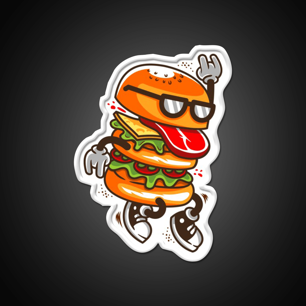 Dancing Burger Fast Food Led Neon Sign For Burger Place Rgb Color - Shineneon