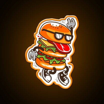 Dancing Burger Fast Food Led Neon Sign For Burger Place Rgb Color - Shineneon