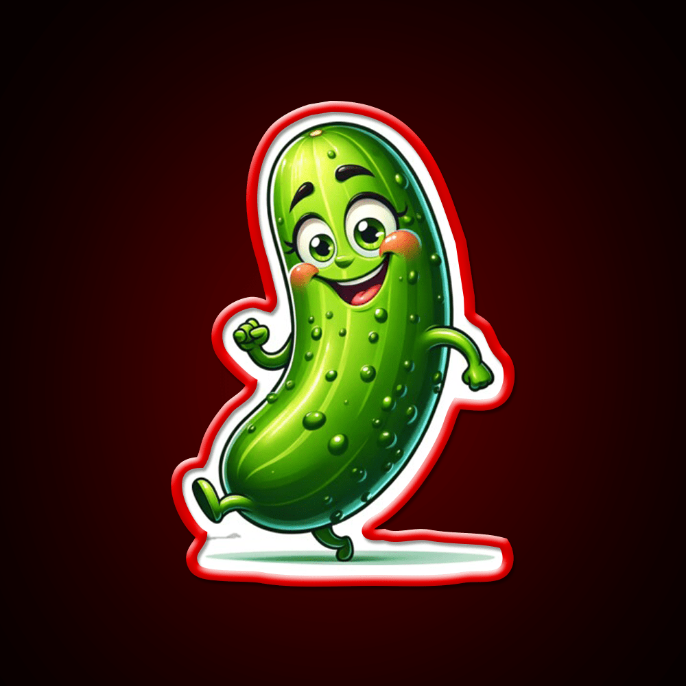 Dancing Delight Cucumber Slim Veggie Cartoon Snack Food Led Neon Sign Rgb Color - Shineneon