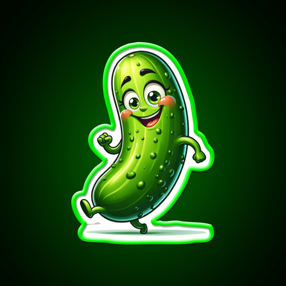 Dancing Delight Cucumber Slim Veggie Cartoon Snack Food Led Neon Sign Rgb Color - Shineneon