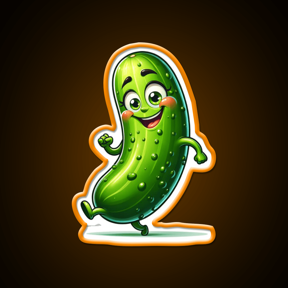 Dancing Delight Cucumber Slim Veggie Cartoon Snack Food Led Neon Sign Rgb Color - Shineneon