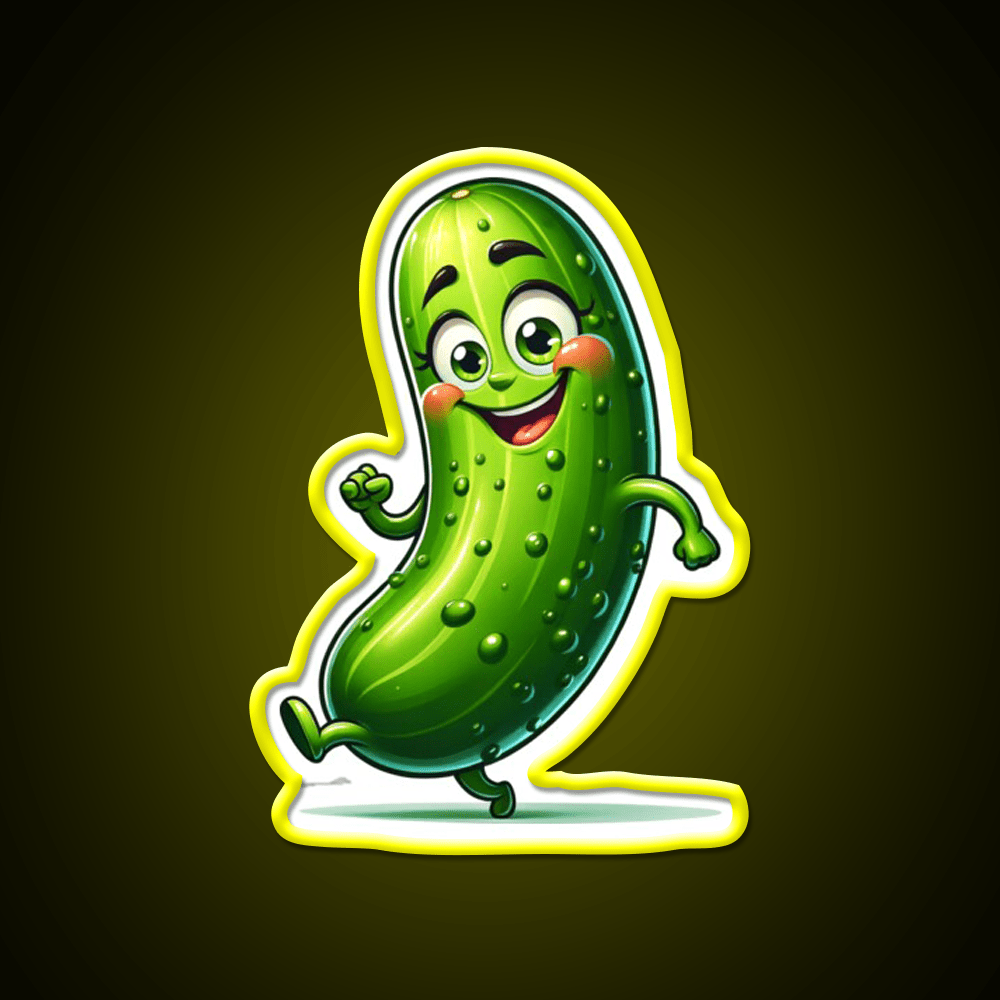 Dancing Delight Cucumber Slim Veggie Cartoon Snack Food Led Neon Sign Rgb Color - Shineneon