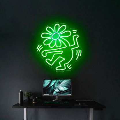 Dancing Flower Head Artistic Neon Signs Decor