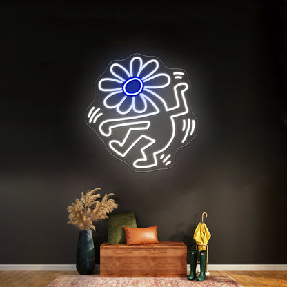 Dancing Flower Head Artistic Neon Signs Decor