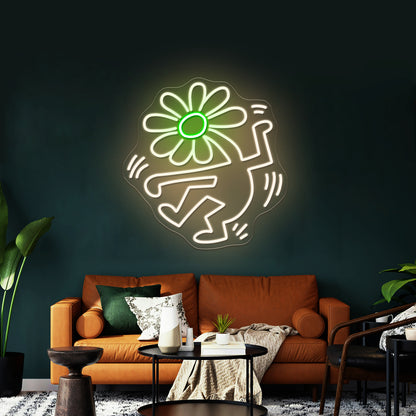 Dancing Flower Head Artistic Neon Signs Decor