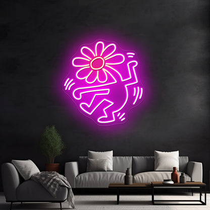 Dancing Flower Head Artistic Neon Signs Decor