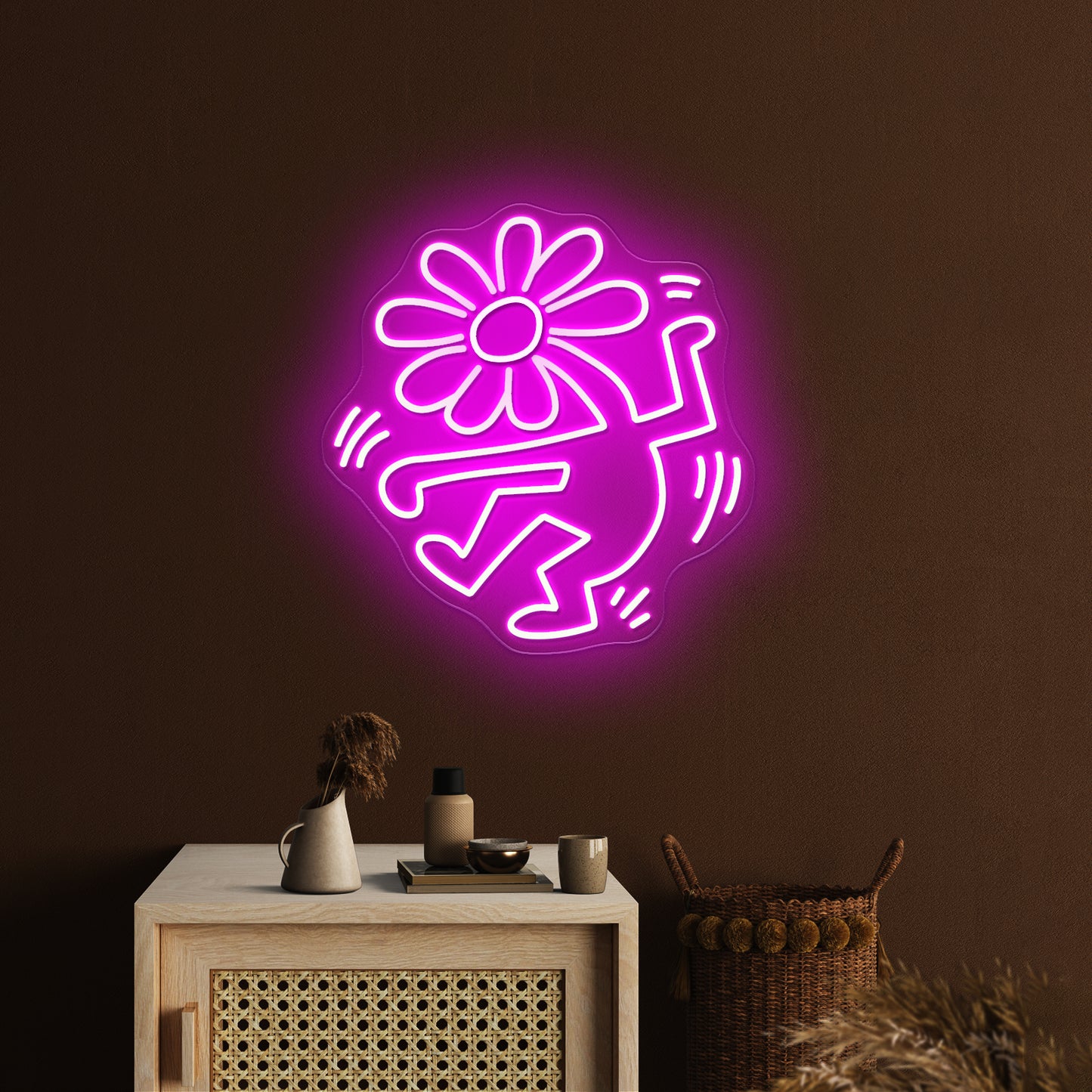 Dancing Flower Head Artistic Neon Signs Decor