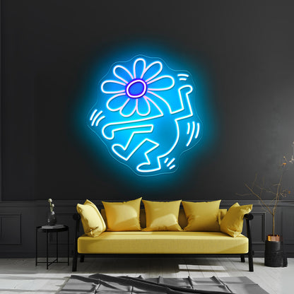 Dancing Flower Head Artistic Neon Signs Decor