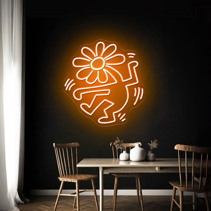 Dancing Flower Head Artistic Neon Signs Decor