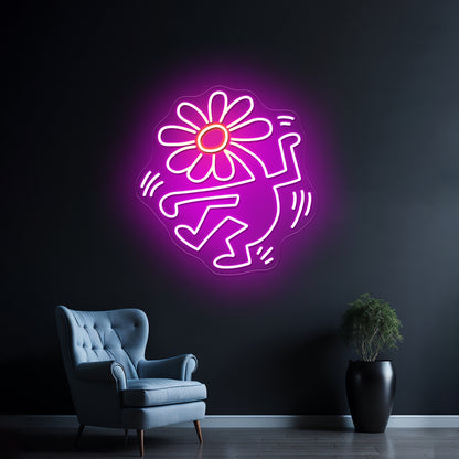 Dancing Flower Head Artistic Neon Signs Decor