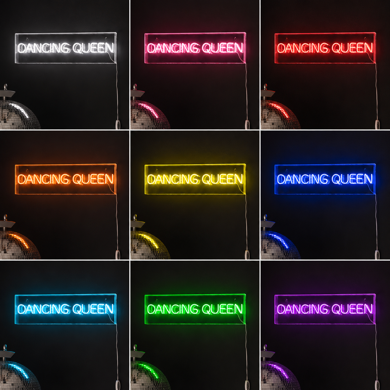 Dancing Queen LED Neon Sign - 05 Color Grid