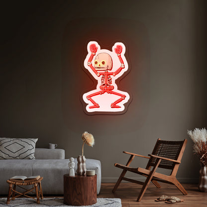 Dancing Skeleton Halloween Neon Signs For Neon Sign Wall Art
