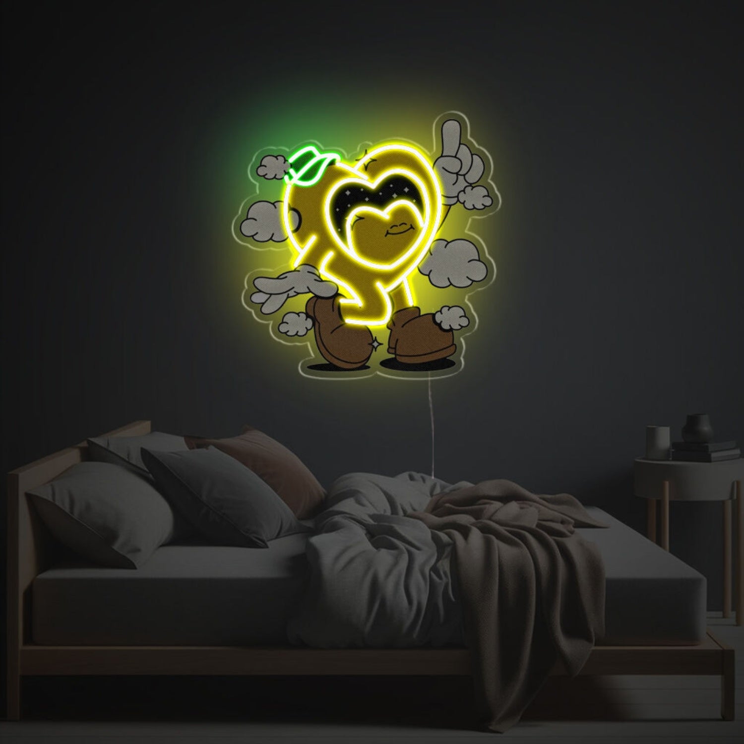 Dancing Yellow Heart Guy Led Neon Acrylic Artwork | Shineneon