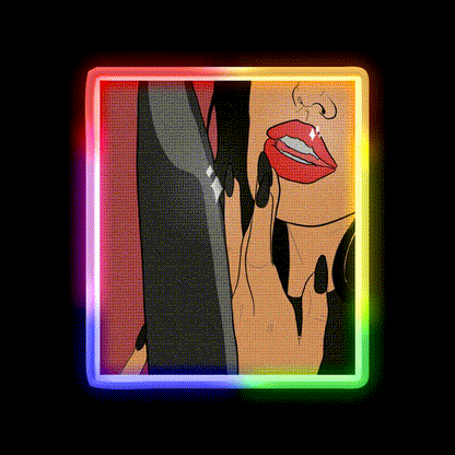 Dangerous Woman Comic Style Red Nail Salon Led Neon Sign Rgb Color - LED neon sign close-up detail