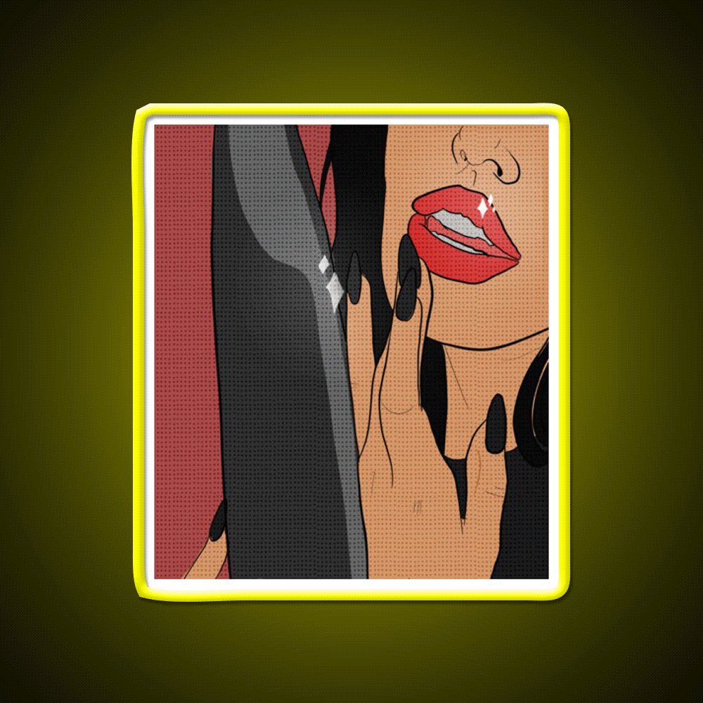 Dangerous Woman Comic Style Red Nail Salon Led Neon Sign Rgb Color - Custom LED neon sign front view