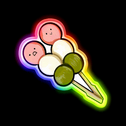 Dango Snack Food Led Neon Sign Rgb Color - LED neon sign close-up detail