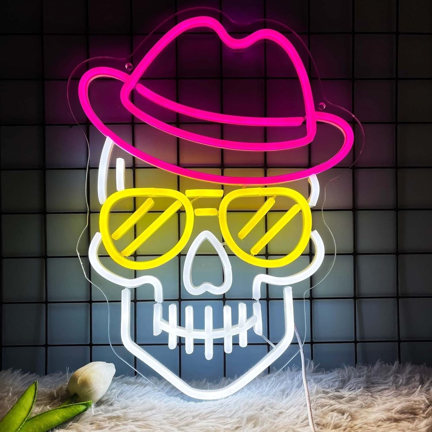 Dark Pink Cowboy Hat Skull Neon Sign | Shineneon