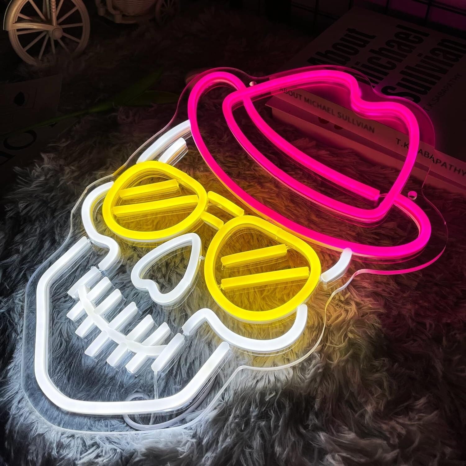 Dark Pink Cowboy Hat Skull Neon Sign | Shineneon