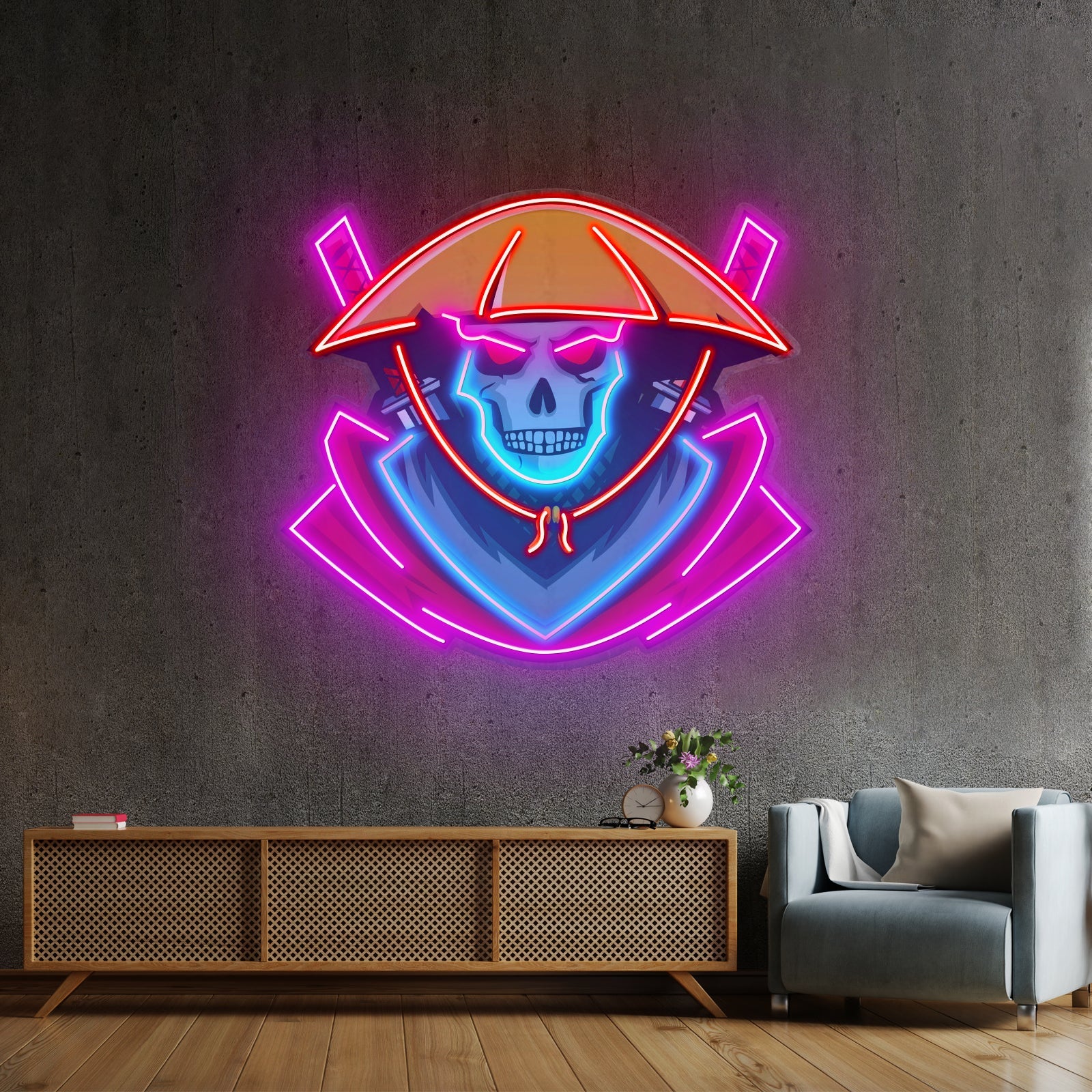Dark Samurai Skull Led Neon Sign Light Custom Led Signs - Shineneon