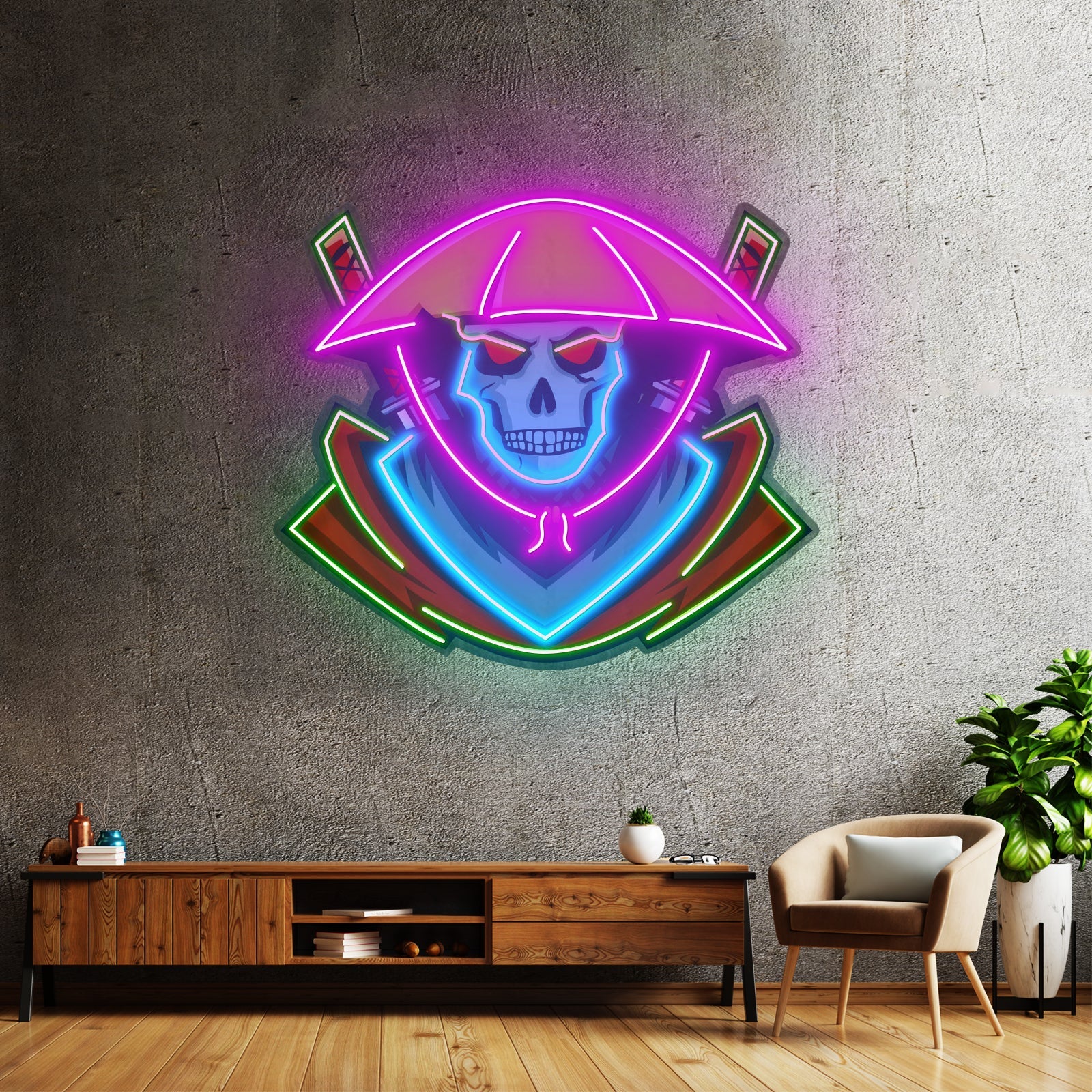 Dark Samurai Skull Led Neon Sign Light Custom Led Signs - Shineneon