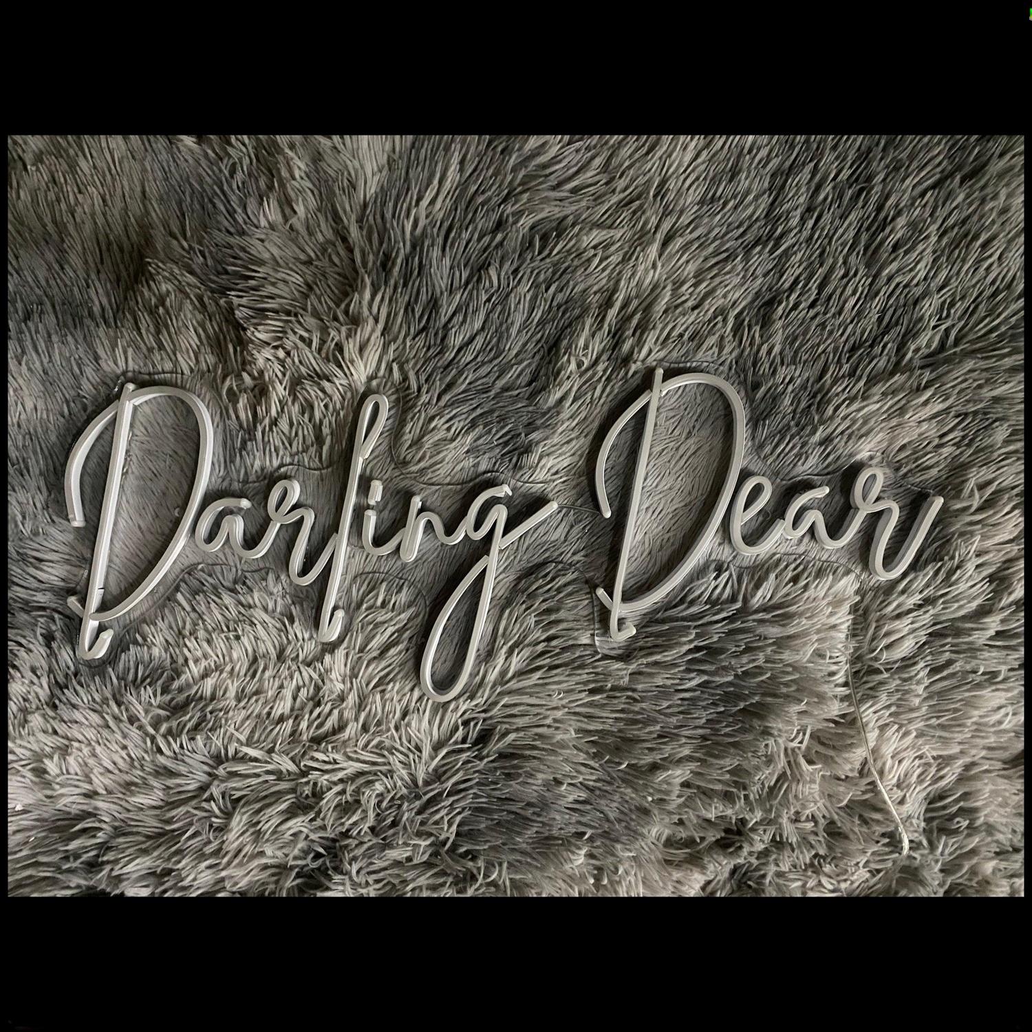 Darling Dear White Script Led Neon Sign For Romantic Bedroom Living Room Decor | Shineneon