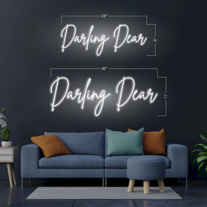 Darling Dear White Script Led Neon Sign For Romantic Bedroom Living Room Decor | Shineneon