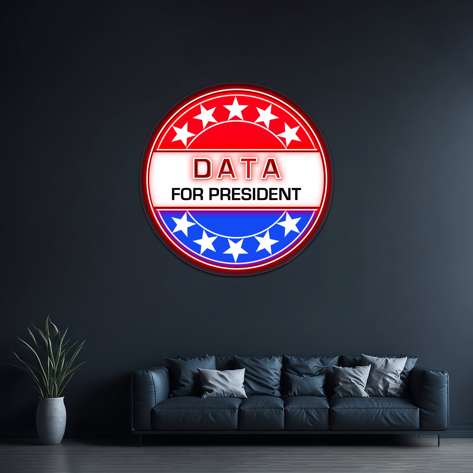 Data For President Artwork Affordable Custom Neon Signs - Custom LED neon sign front view