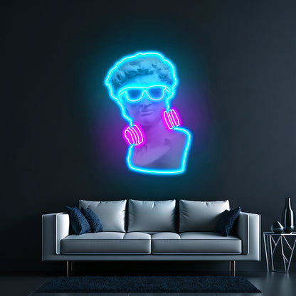 David Vibing Neon Artwork For Sale For Sale - Size and dimension reference