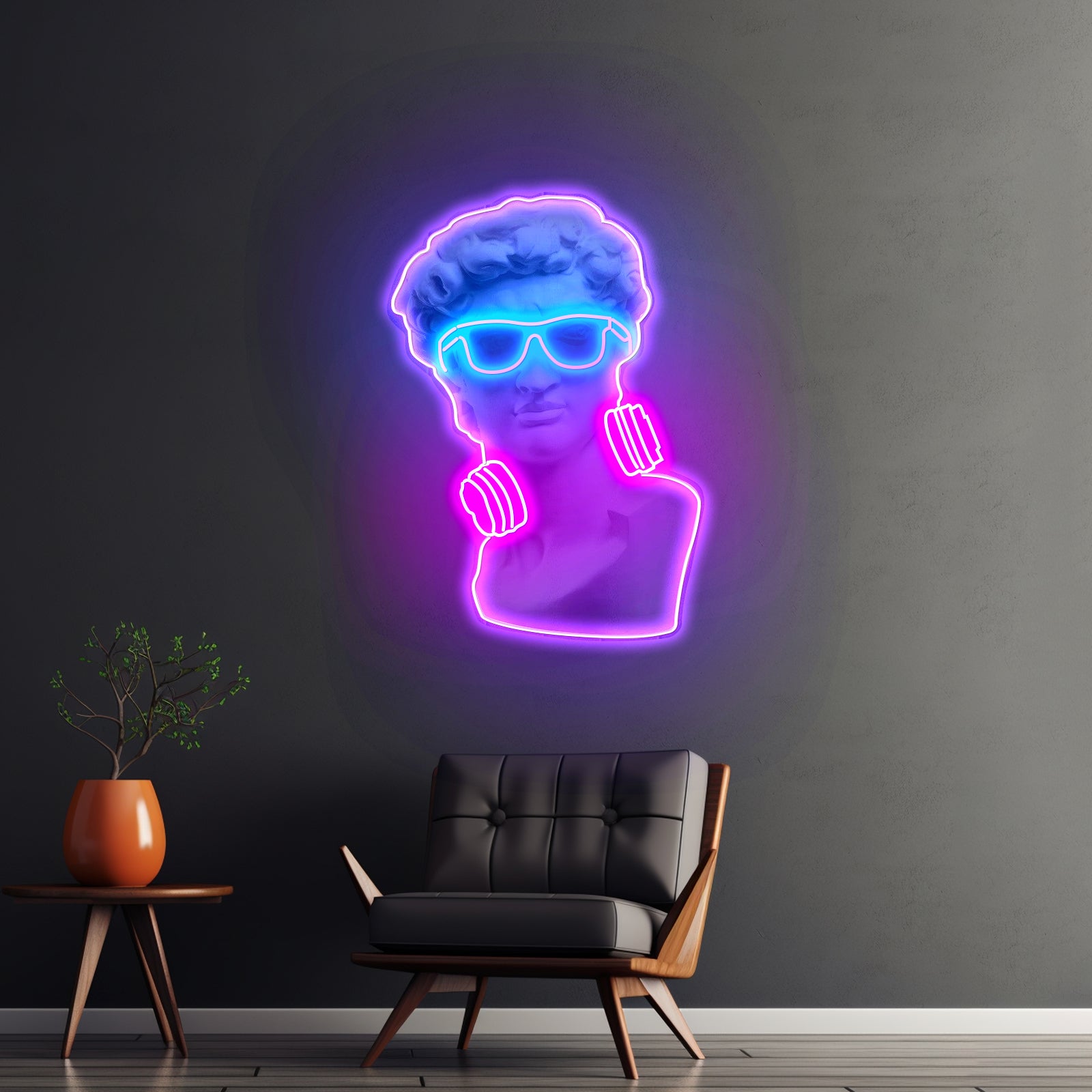 David Vibing Neon Artwork For Sale For Sale - Neon sign mounted on wall in room