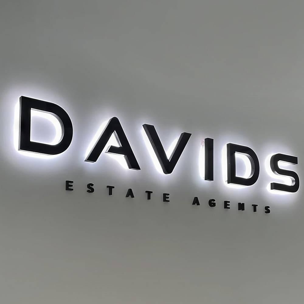 Davids Estate Agents 3D Backlit Letters Business Metal Led Sign - Shineneon