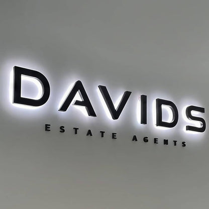 Davids Estate Agents 3D Backlit Letters Business Metal Led Sign - Shineneon