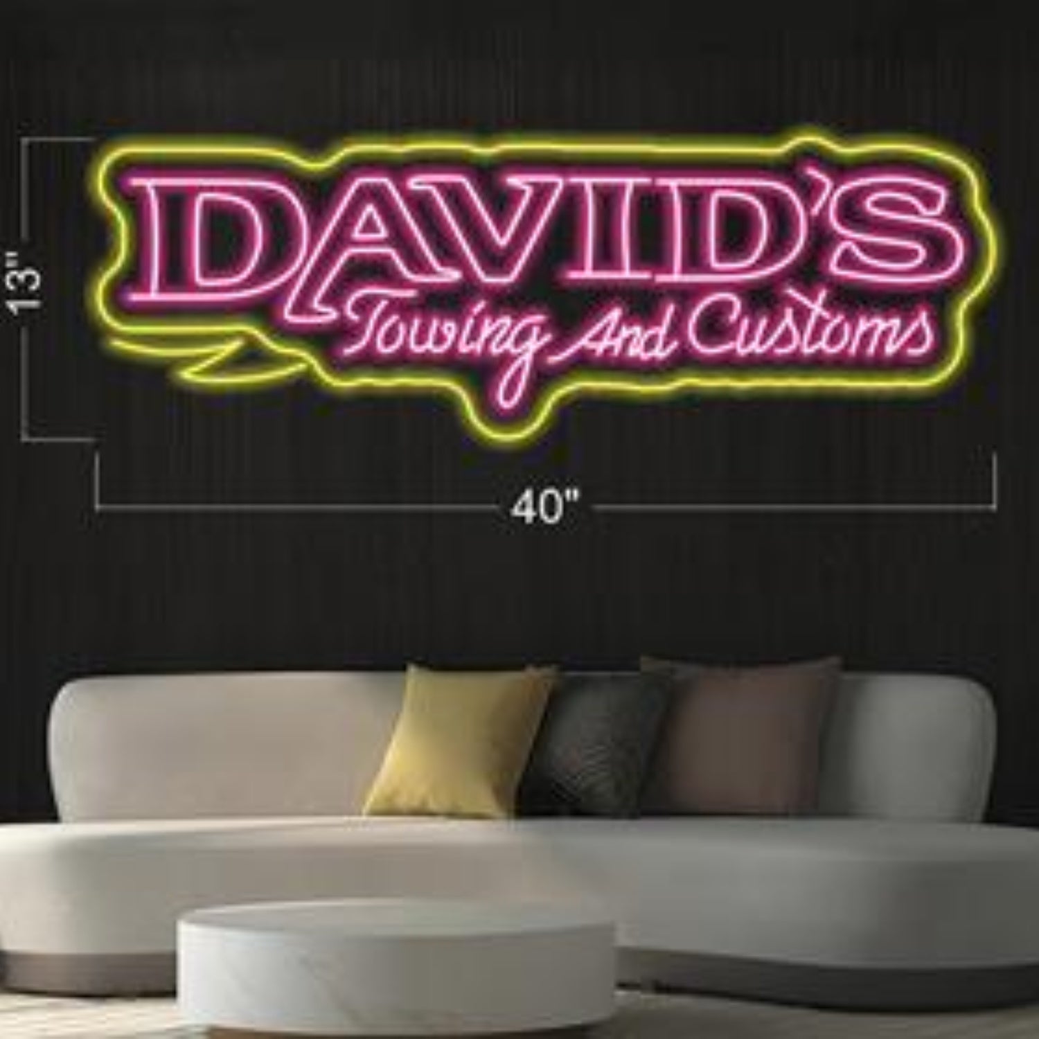 Davids Towing And Customs Pink-Yellow Retro Led Neon Sign For Shop Home Decor | Shineneon