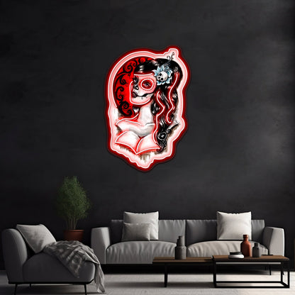 Day Of The Dead Pinup Tattoo Artwork Affordable Custom Neon Signs - Shineneon