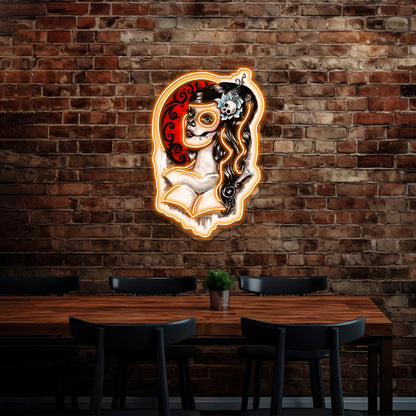 Day Of The Dead Pinup Tattoo Artwork Affordable Custom Neon Signs - Shineneon