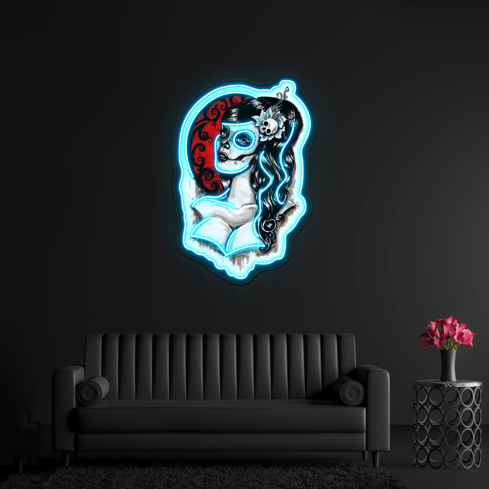Day Of The Dead Pinup Tattoo Artwork Affordable Custom Neon Signs