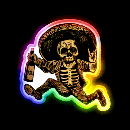 Day Of The Dead Posada Party Drink Tequila Led Neon Sign Rgb Color - LED neon sign close-up detail