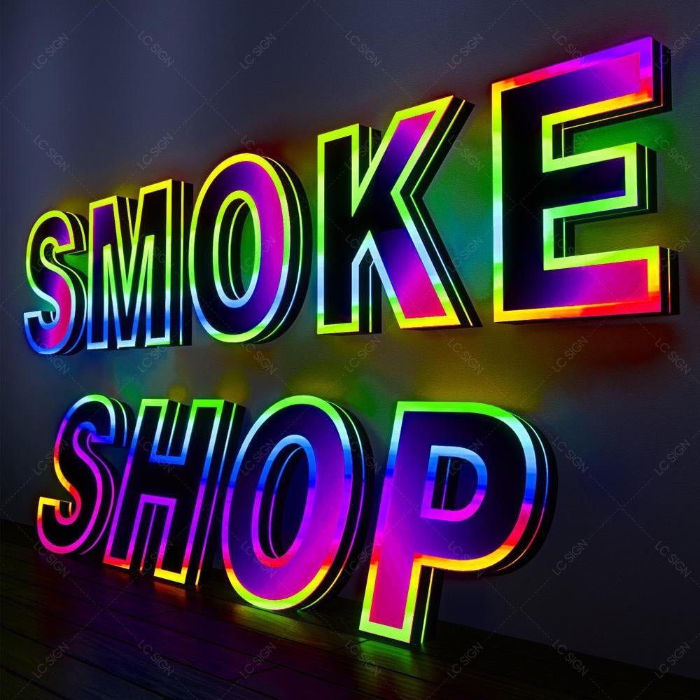 Dazzling Color Smoke Shop 3D Frontlit Letters Metal Led Sign - Shineneon