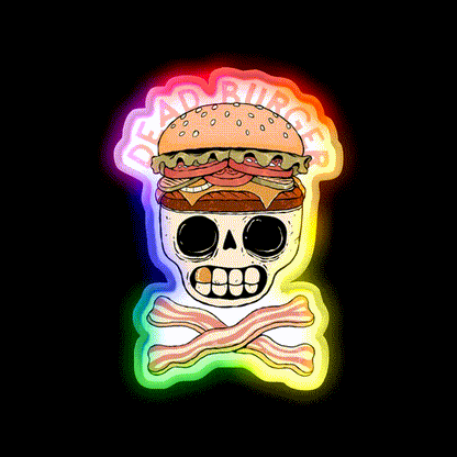 Dead Burger Skull Fast Food Led Neon Sign For Burger Place Rgb Color - LED neon sign close-up detail